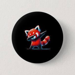 Schattigee Rode Panda Dabbing voor Wildlife Dieren Ronde Button 5,7 Cm