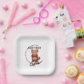 Schattigee rode panda dieren koffie Thee custom Sh Papieren Bordje (Feest)