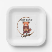 Schattigee rode panda dieren koffie Thee custom Sh Papieren Bordje (Voorkant)