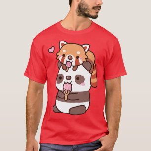 Schattigee rode panda en panda eten ijs voor de zo t-shirt