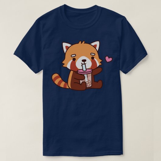 Schattigee rode panda houdt van boba tea t-shirt (Design voorkant)