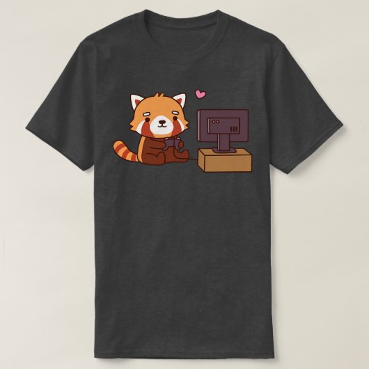 Schattigee rode panda houdt van videogames t-shirt (Design voorkant)