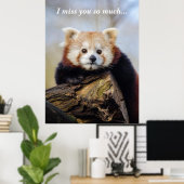 Schattigee rode panda mis je zo erg poster (Thuiskantoor)