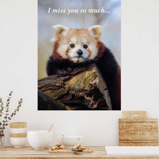 Schattigee rode panda mis je zo erg poster (Keuken)