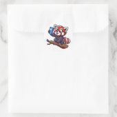 Schattigee Rode Panda Selfie Illustratie Ronde Sticker (Tas)