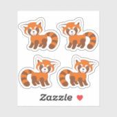 Schattigee rode panda tong uit, set van 4 sticker (Vel)