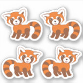 Schattigee rode panda tong uit, set van 4 sticker (Voorkant)