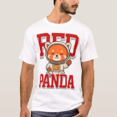 Schattigee Rode Panda Unisex Man Vrouw Kleding T-shirt (Voorkant)