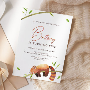 Schattigee Rode Panda Verjaardag Minimalistische U Kaart