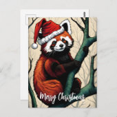 Schattigee rode pandaboom tak kerst briefkaart (Voorkant / Achterkant)