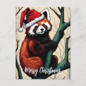 Schattigee rode pandaboom tak kerst briefkaart (Voorkant)