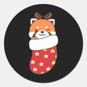 Schattigee rode panda's in kerstkousen voor Kerstm Ronde Sticker