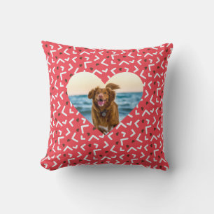 Schattigee rode Patterned Dog Photo Custom Kussen