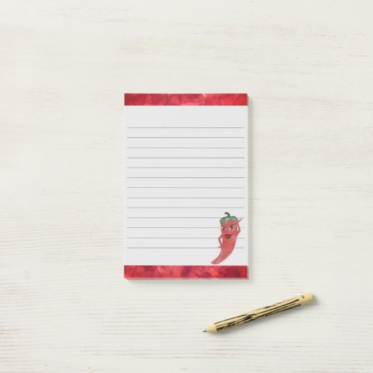 Schattigee rode peper Waterverf schilderij gevoerd Post-it® Notes (Op bureau)