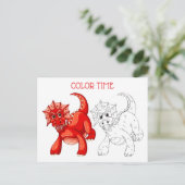 Schattigee rode perzik Oranje draak kleuractivitei Briefkaart (Staand voorkant)