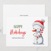 Schattigee Rode Pet Prettige feestdagen Sneeuwman  Feestdagenkaart (Voorkant / Achterkant)