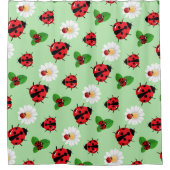Schattigee rode polka dot Ladybug Daisy bloemenzom Douchegordijn (Voorkant)