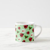 Schattigee rode polka dot Ladybug Daisy bloemenzom Espresso Kop (Rechts)