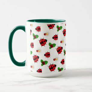 Schattigee rode polka dot Ladybug Daisy bloemenzom Mok