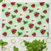 Schattigee rode polka dot Ladybug Daisy bloemenzom Theedoek (Gevouwen)