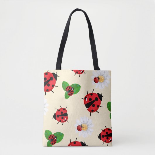 Schattigee rode polka dot Ladybug Daisy bloemenzom Tote Bag (Voorkant)