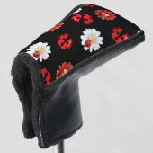 Schattigee rode polka dot lieveheersbeestje bloeme golfheadcover (3/4 voorkant)