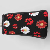 Schattigee rode polka dot lieveheersbeestje bloeme golfheadcover (Voorkant)