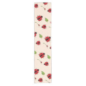 Schattigee rode polka dot lieveheersbeestje bloeme korte tafelloper (Voorkant)