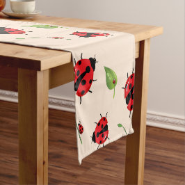 Schattigee rode polka dot lieveheersbeestje bloeme korte tafelloper