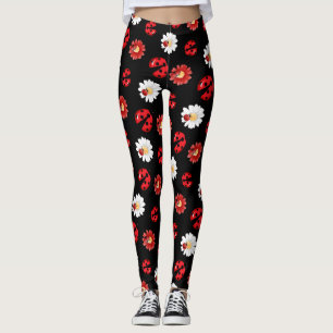 Schattigee rode polka dot lieveheersbeestje bloeme leggings