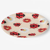 Schattigee rode polka dot lieveheersbeestje bloeme papieren bordje (Gekanteld)