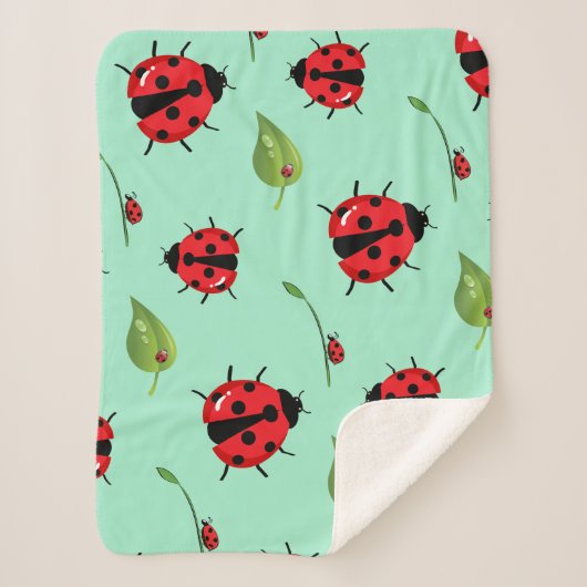 Schattigee rode polka dot lieveheersbeestje bloeme sherpa deken (Voorkant)