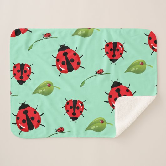 Schattigee rode polka dot lieveheersbeestje bloeme sherpa deken (Voorkant (horizontaal))