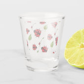 Schattigee rode polka dot lieveheersbeestje bloeme shot glas (Achterkant)