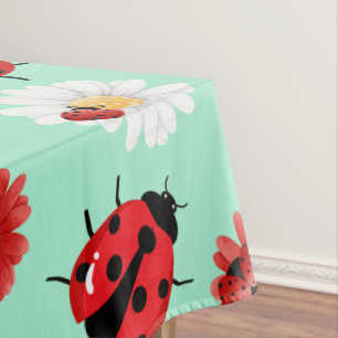 Schattigee rode polka dot lieveheersbeestje bloeme tafelkleed