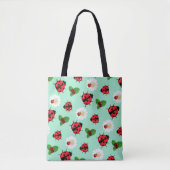 Schattigee rode polka dot lieveheersbeestje bloeme tote bag (Voorkant)