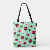 Schattigee rode polka dot lieveheersbeestje bloeme tote bag (Achterkant)