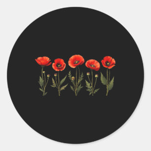 Schattigee Rode Poppy Flower Memorial Day 2025 Ver Ronde Sticker