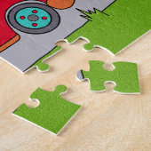 Schattigee Rode Racing Auto Kinderen Puzzel met Na Legpuzzel (Zijkant)