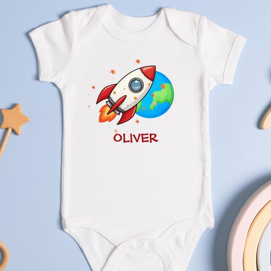 Schattigee rode raket in de ruimte romper