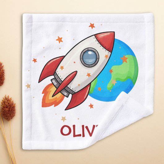 Schattigee rode raket in de ruimte washandje