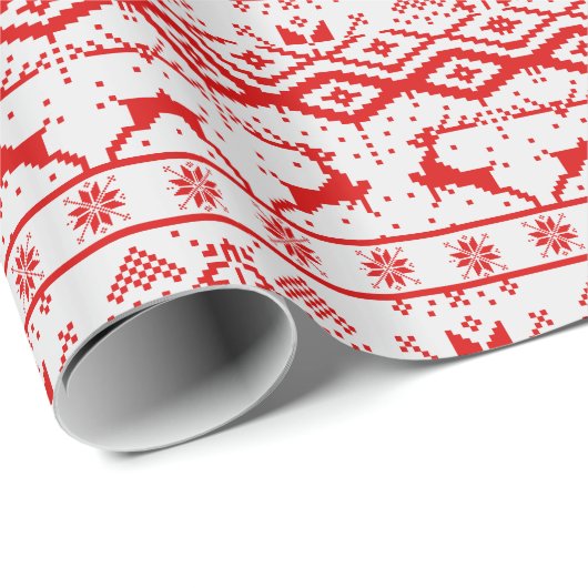 Schattigee rode rendieren en sneeuwvlokken cadeaupapier (Rol Hoek)