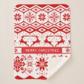 Schattigee rode rendieren en sneeuwvlokken sherpa deken (Voorkant)