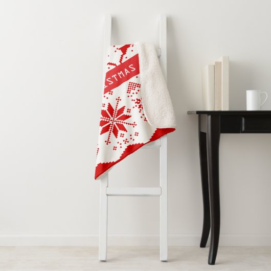 Schattigee rode rendieren en sneeuwvlokken sherpa deken (In situ)