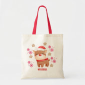 Schattigee rode rendiernaam tote bag (Voorkant)