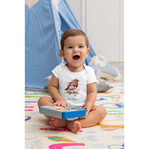 Schattigee rode robin in waterverf, aanpasbaar romper