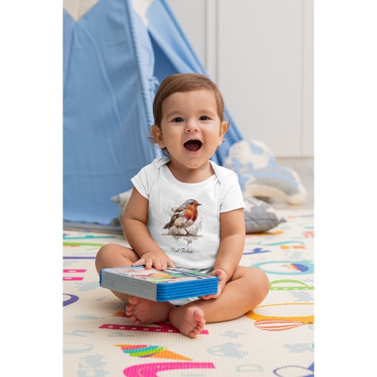 Schattigee rode robin in waterverf, aanpasbaar romper