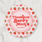 Schattigee rode roze aardbei dank je Berry Much Bedankjes Labels (Achterkant)