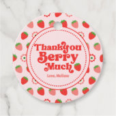 Schattigee rode roze aardbei dank je Berry Much Bedankjes Labels (Voorkant)