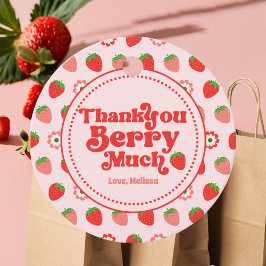 Schattigee rode roze aardbei dank je Berry Much Bedankjes Labels